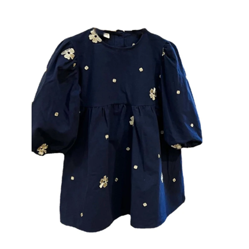 

Осень 2022, новинка, одежда для маленьких девочек, детское хлопковое платье с вышивкой, детское милое платье принцессы, #7108