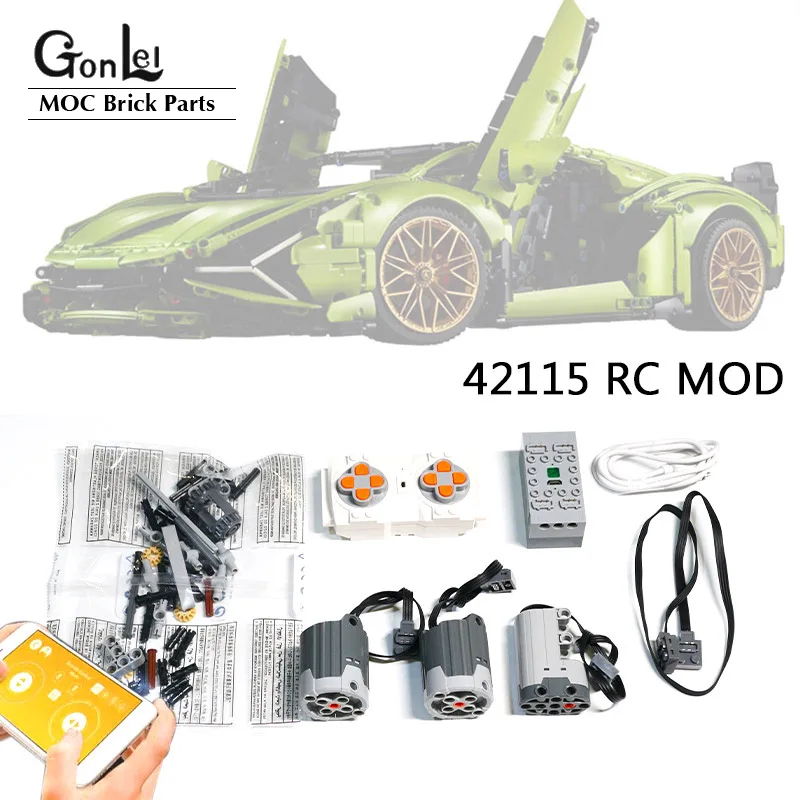 Новинка, конструктор MOC Stand App Control RC Motors, набор мод для строительных блоков для 42115 моделей автомобилей Sian FKP 37 (только части питания Upgrde)