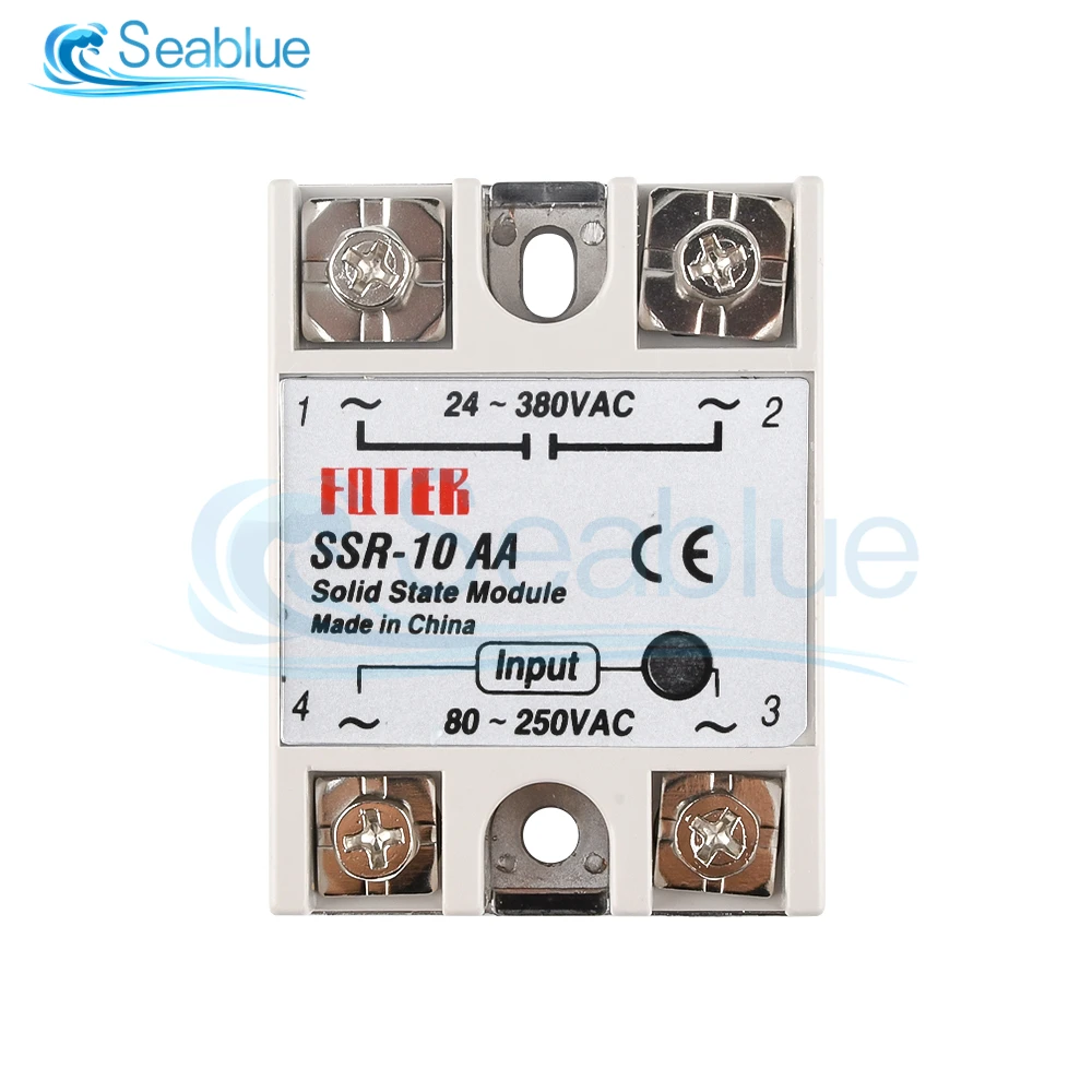 SSR-10AA/25AA/40AA/60AA/100AA Управление переменным током AC SSR Белый корпус Однофазное
