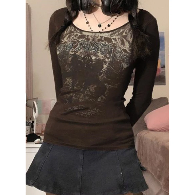 

Женская футболка с длинным рукавом, принтом и графическим принтом