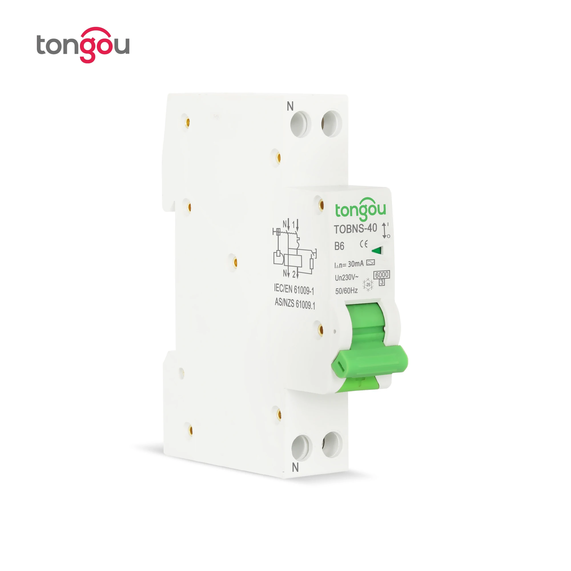 Тип A Curve B RCBO 6KA 18 мм 10A 16A 32A 40A 30mA 1P + N автоматический выключатель остаточного тока с