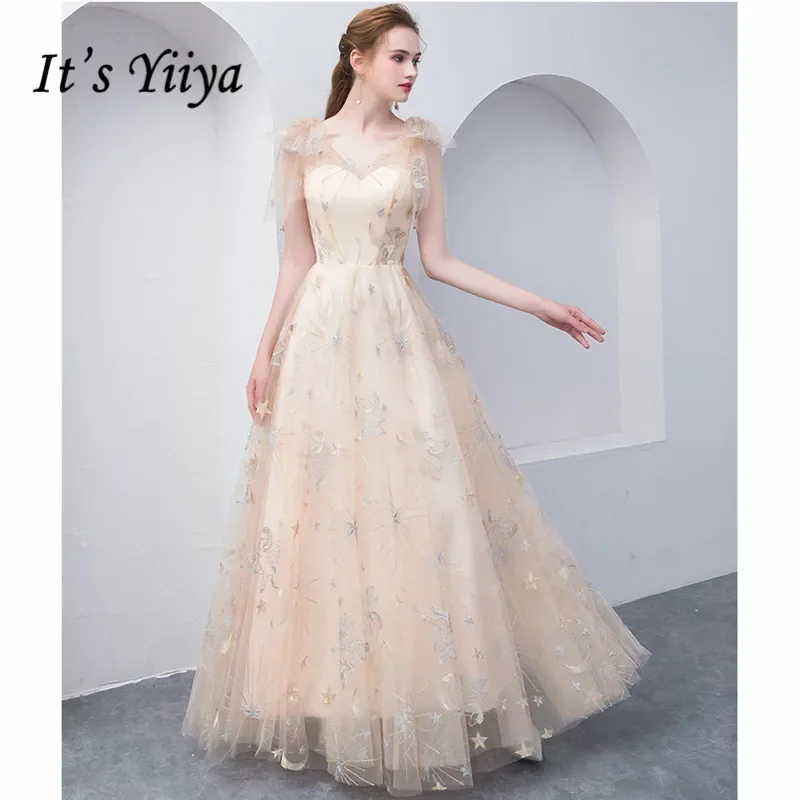 Вечернее платье It's Yiiya по индивидуальному заказу с v-образным вырезом цвета