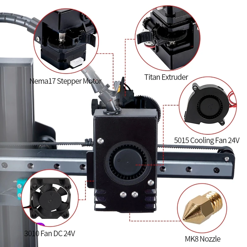 

3D Printer Hotend Direct Extruder Extrusion Kit For 1.75mm Filament Hot End For KP3S Ender3 Ender5 CR10 3D Printer E8BE