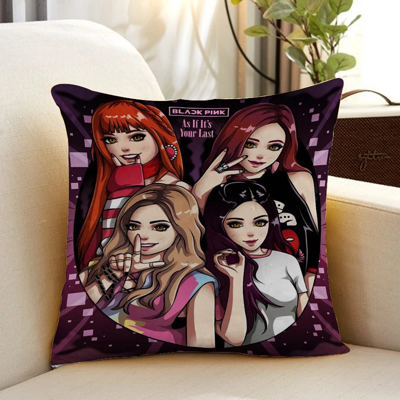 

Koop-blackpink Anime Pillow Cases for Bed Ornamental Pillows Cushion Covers Child Pillowcase Cushions Home Decor Cover 45x45