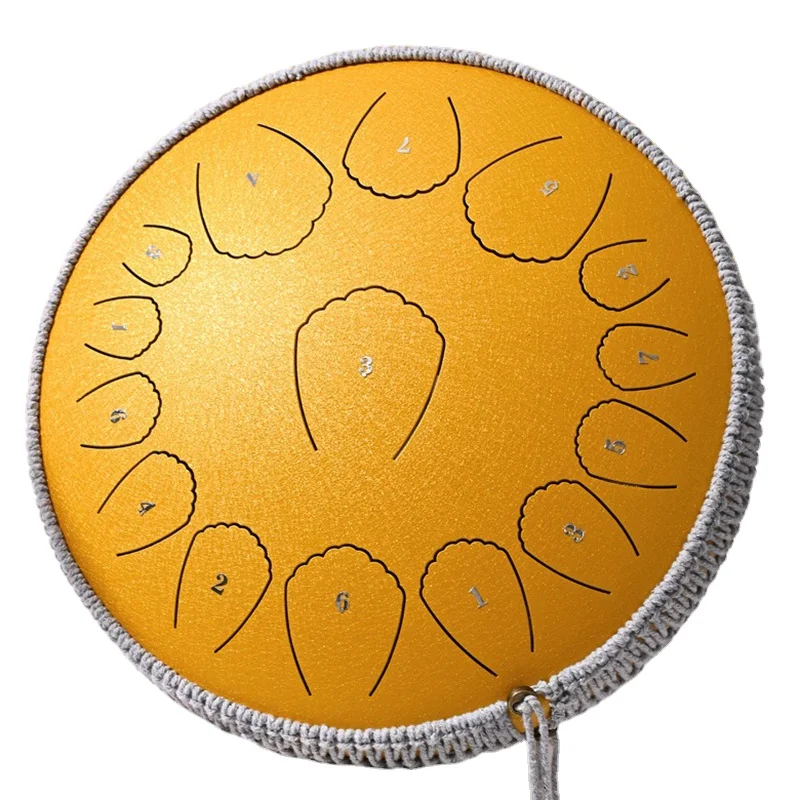 

Steel Tongue Drum 14 Inch 15 Tone Yellow Ethereal Drum Handpan Beginner Percussion Music Drums Yoga Meditation Personalized Gift
