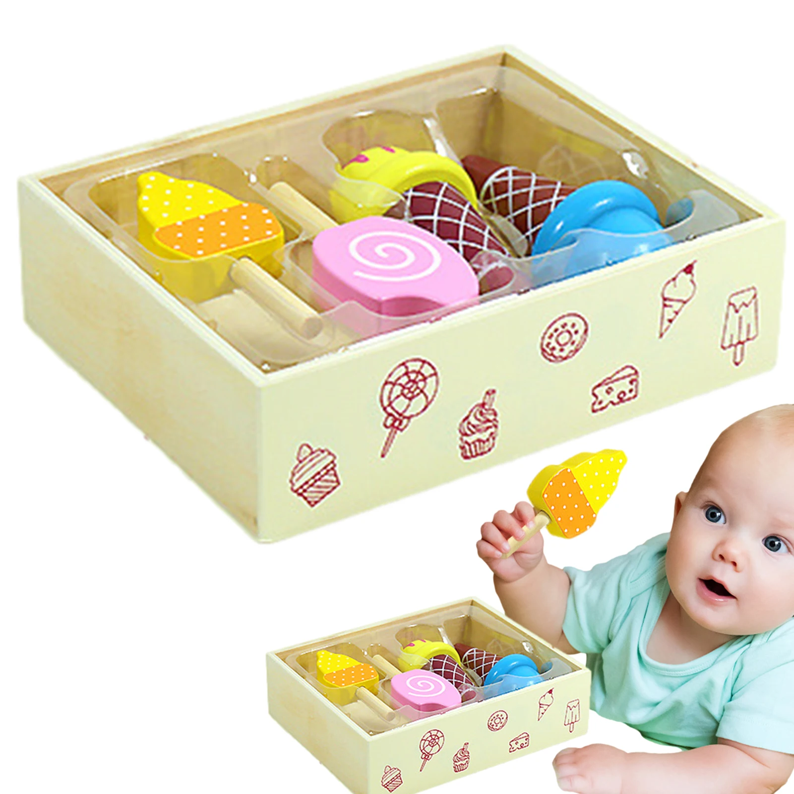 

Wooden Ice Cream Set Ice Cream Stand Set Pretend Play Food Sweet Treat Desserts Play Dessert And Food Truck Toys Gift For Boys