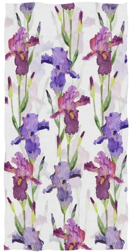 

Face Towel Iris Pattern Botanical Floral Print Wild Flower Soft Bath Towel Absorbent Hand Towels Multipurpose for Bathroom Hotel