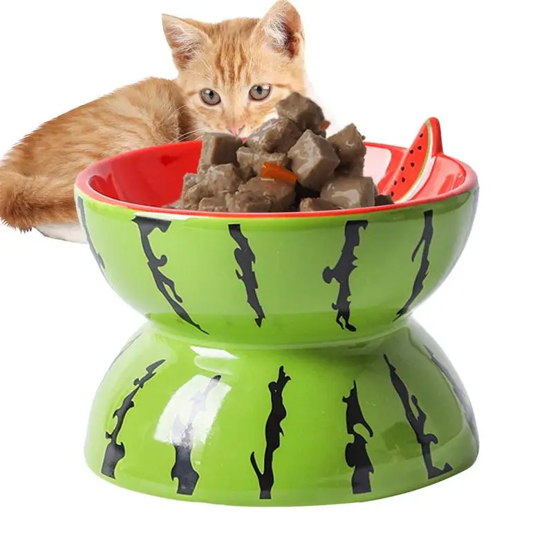 

Ceramic Cat Bowl Elevated Pet Supplies Elevated Pet Feeder Bowl Fruit Design Slanted Cat Food Or Water Bowls Anti-Slip Cat Bowl