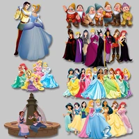disney plus princess group photo cloth patches heat transfer clothing patches for clothing diy cartoon t shirt pants gift