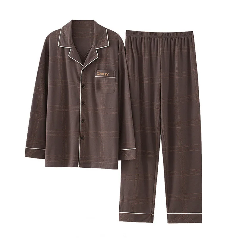 Fdfklak Pyjama Homme New Cotton Long Sleeve Men's Pajamas Set Plus Size Male Sleepwear Trousers Home Suit Pijama Masculino 4XL