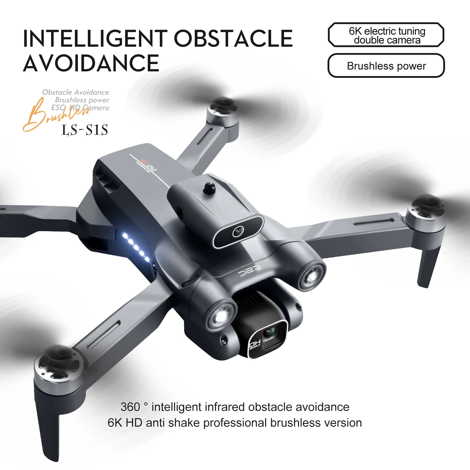 

S1S Pu brush drone obstacle avoidance aerial photography ESC dual camera flying machine electronic fence optical flow remote con