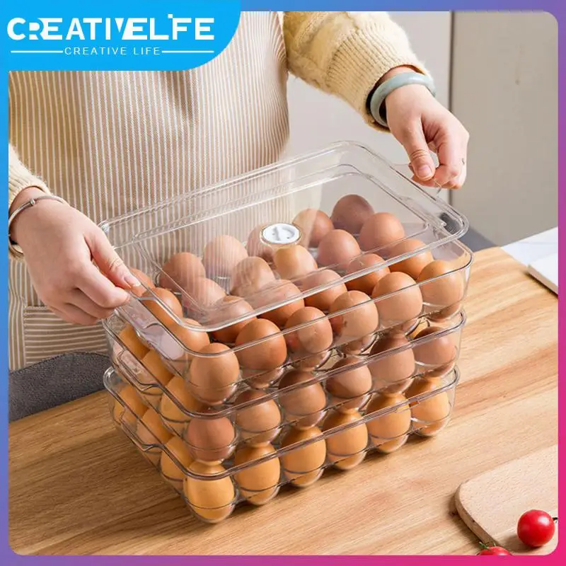 

With Covers Storage Containers Save Space Modern Egg Rack Transparent With Handles Egg Preservation Box Household Egg Tray Boxes