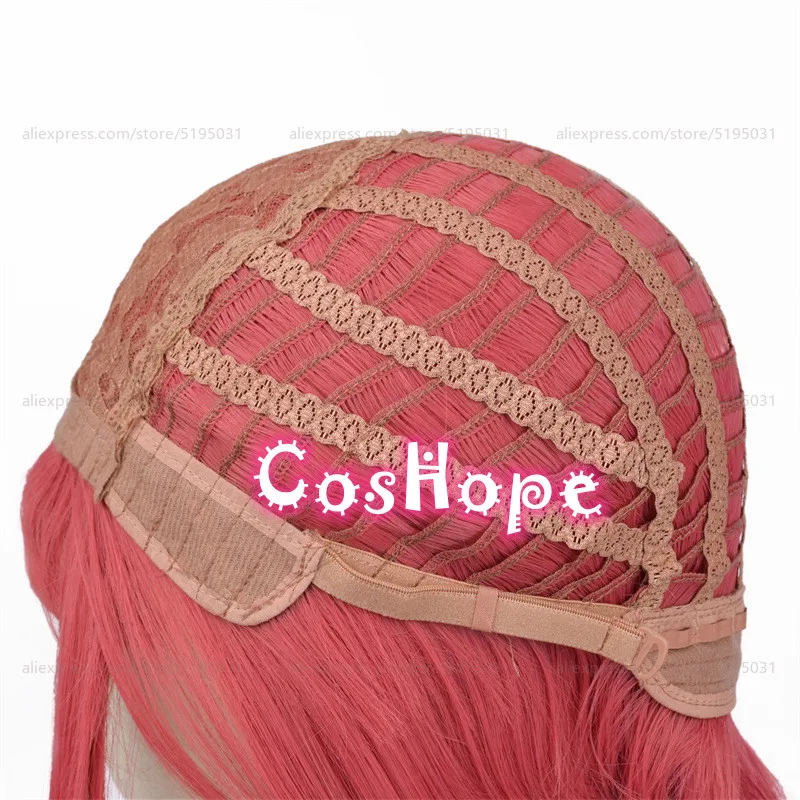 Парик для косплея Makima предварительно оплетенный парик розово-красный косплей