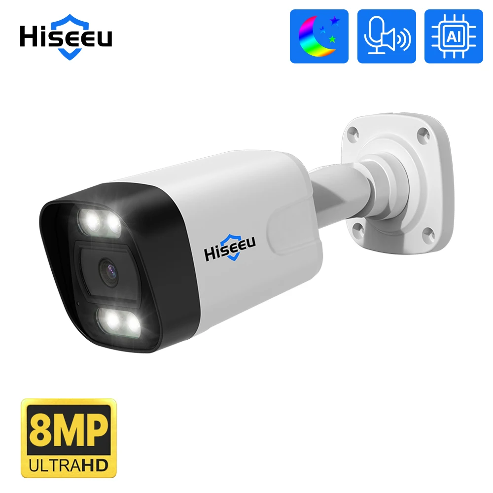 4K 8MP 5MP POE IP Camera Outdoor Waterproof H.265 CCTV Bullet Camera P2P Motion Detection For PoE NVR 48V Hiseeu