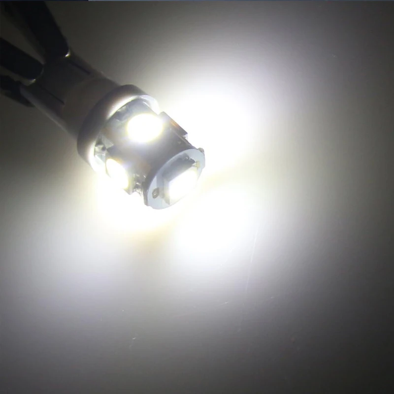 

T10 Wedge 5SMD 5050 Синие светодиодные лампы W5W 2825 158 192 168 194 Внутреннее чтение купола Карта Грузовой багажник Дверь Свет Красный Белый