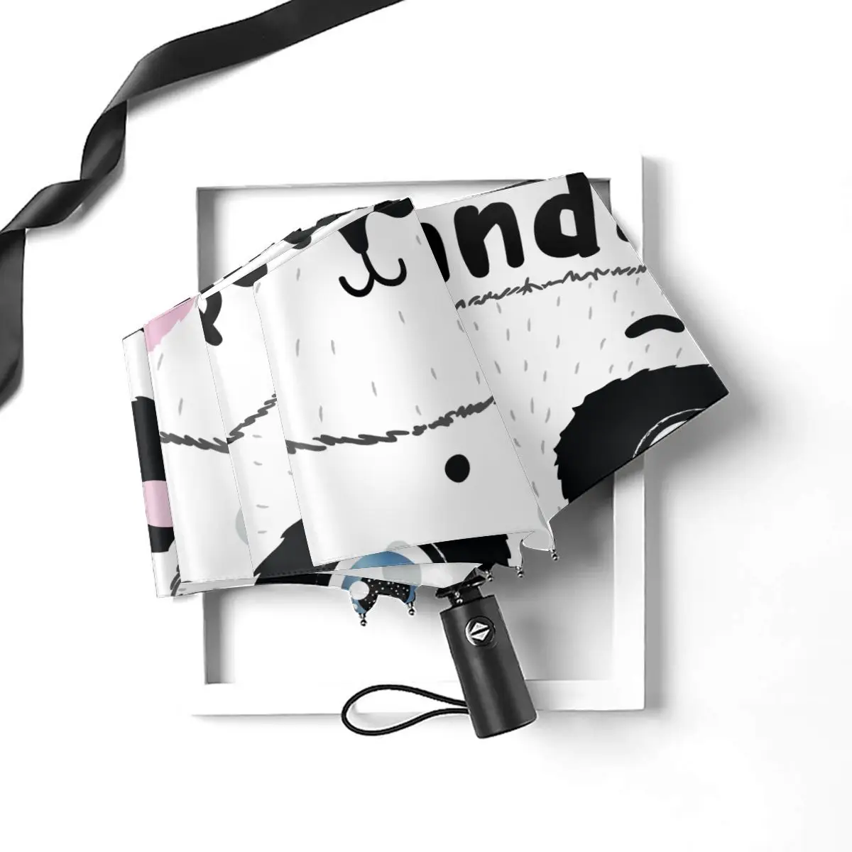 Автоматический зонт дождя женский трехслойный милый пятнистый панда, ветронепроницаемый, водонепроницаемый.