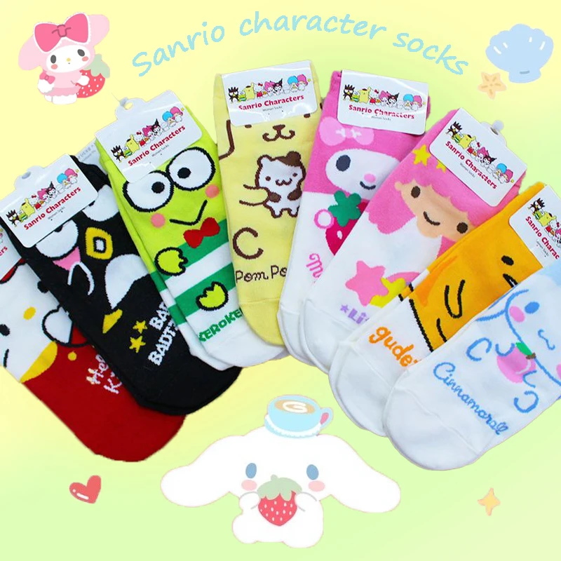 

Sanrio Kawaii Hello Kitty Sock Cinnamoroll My Melody Pompompurin Keroppi Bad Badtz Maru Cartoon Anime Casual Fashion Short Socks