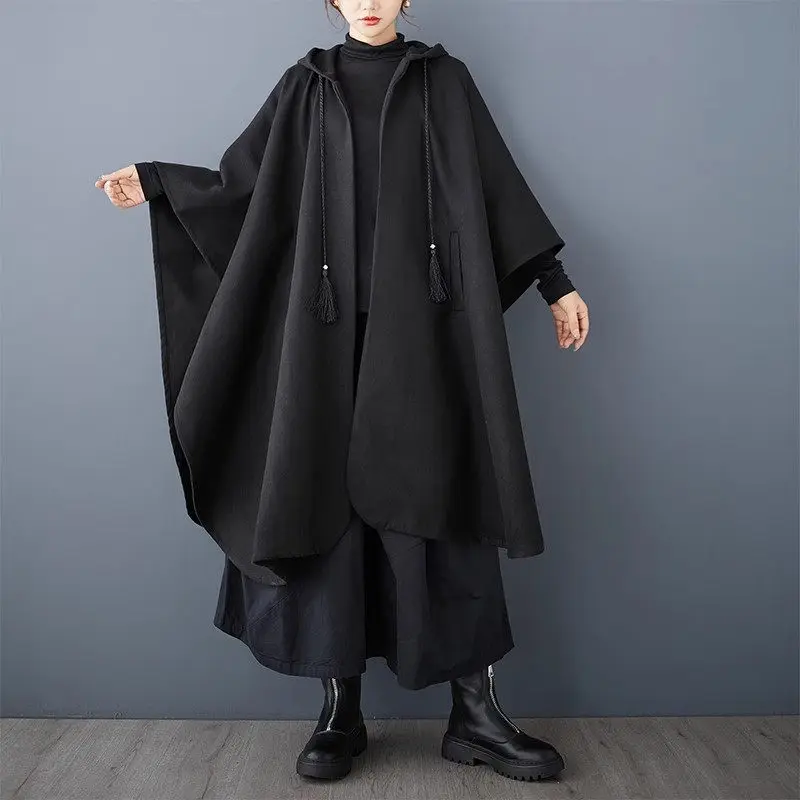 Ветровка 2024 осень и зима новая свободная накидка большого размера темная