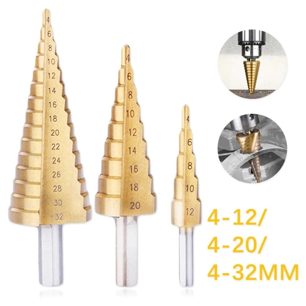 

Steel Metric Step Drill 3 Size Spiral flute 4-12/4-20/4-32mm