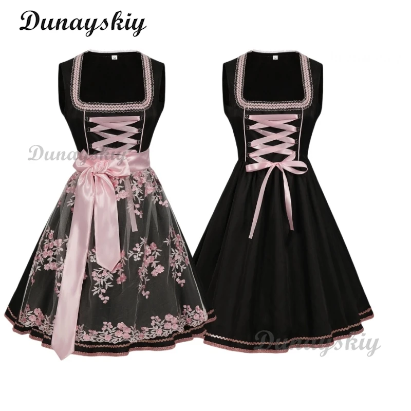 Летнее новое женское баварское кружевное платье миди с квадратным вырезом на