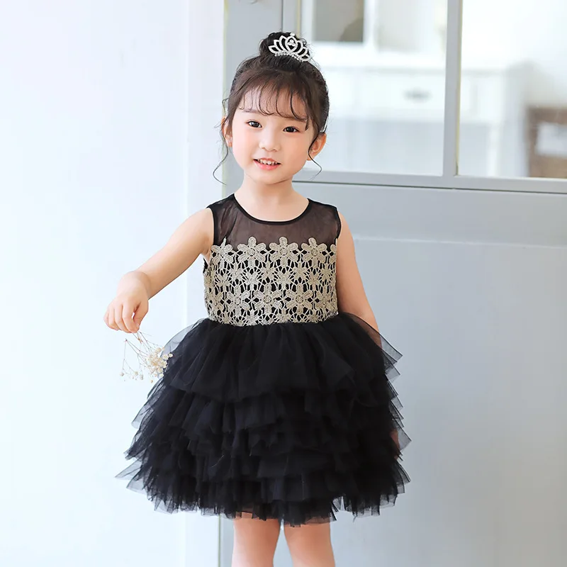 

2023 Children Dress Summer New Baby Girl Puffy Mesh Dress For Girls Lace Dress Princess Dress Children's Day Performance Clothes