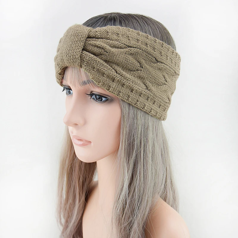 

Winter Knitted Elastic Headbands Soft Warm Women Hair Bands Knitting Faux Wool Hairband Crochet Bow Wide Turban Hair Accessories