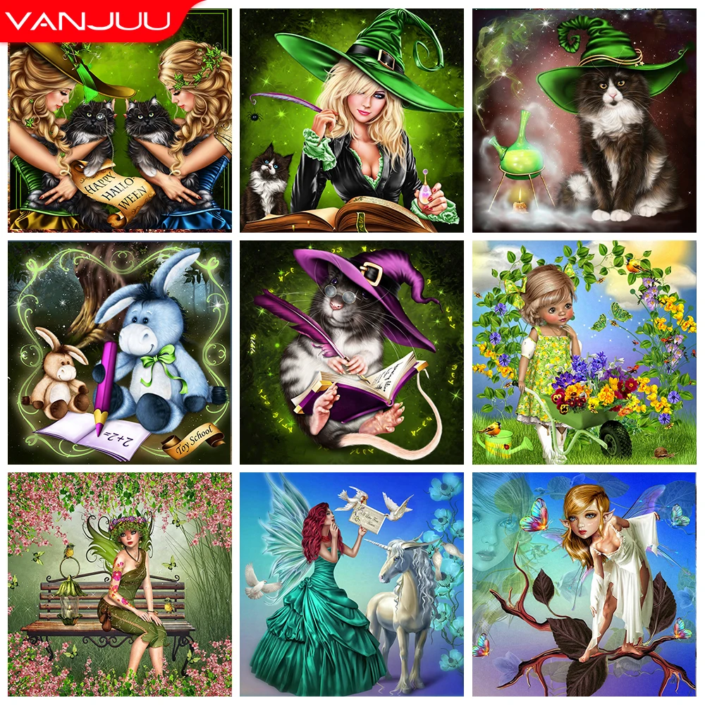 

5D DIY Diamond painting Full Drill Elf girl Diamond Mosaic Full Round Diamond Embroidery Wall Decor Rhinestone painting