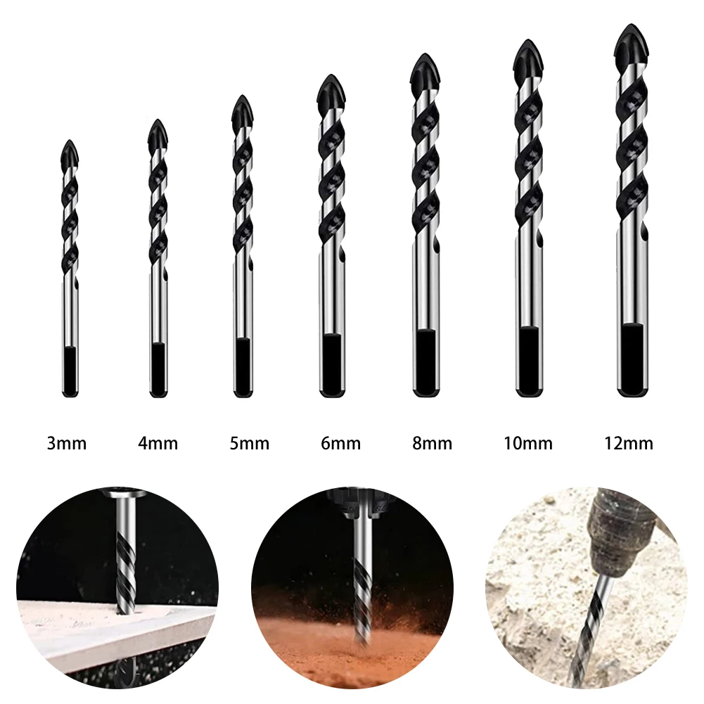 

1pc Multifunctional Glass Metal Tile Alloy Drill Bit Carbide Triangle Diamond Drill 3/4/5/6/8/10/12mm Power Tool Accessories