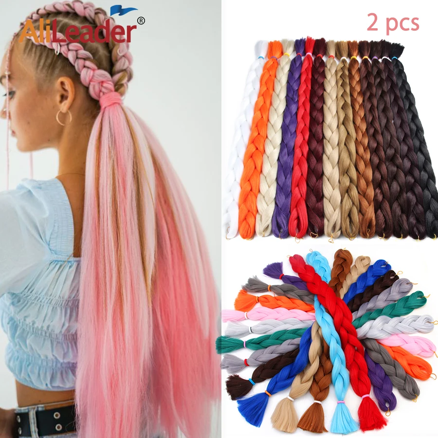 2Pack 165G 200cm Long Hair Synthetic Jumbo Braiding Hair Extension Heat Resistant Fiber African Ombre Jumbo Braid Hair Women