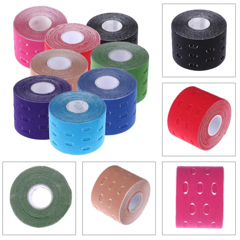 

Hole Kinesiology Tape Perforated Elastic Kinesiology Exercise Tape for Muscle Support Strain Pain Relief 5cm X 5m Roll Bandage