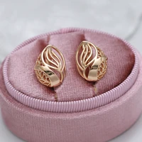 luxury 585 gold glossy geometric texture women drop earrings vintage european ear piercing jewelry party fashion clip earrings