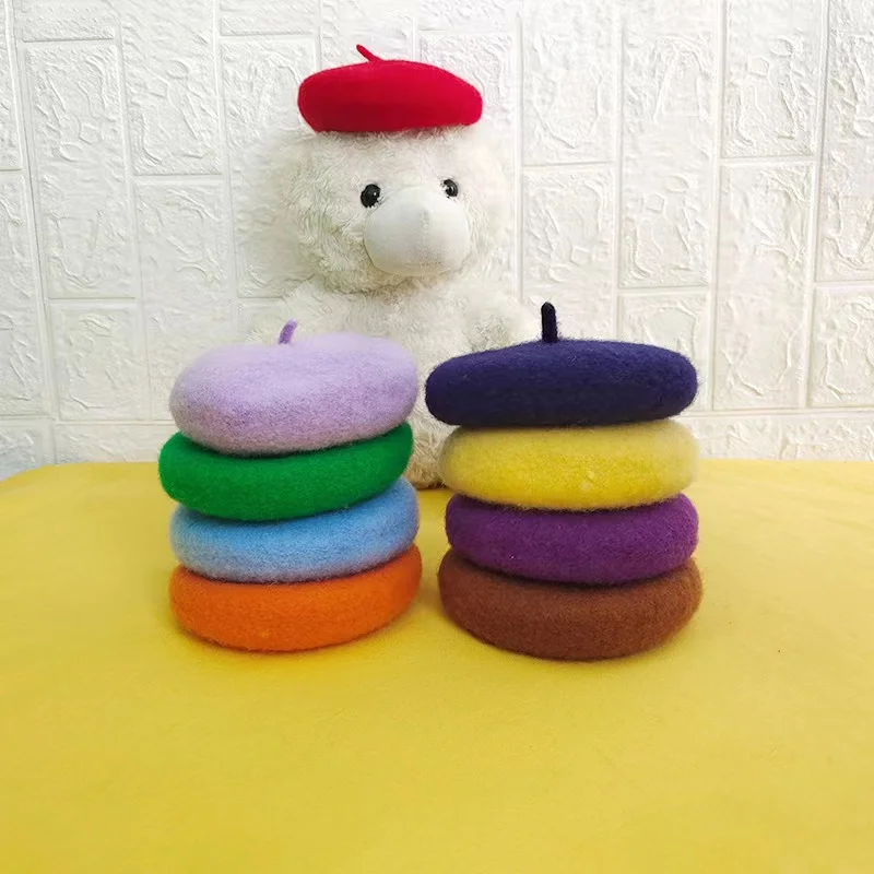

Ins Solid Color Pet Hat Painter Wool Hat Dog Beret Mini Decorative Photo Headwear Pet Memorial Christmas Luxury Designer Hat