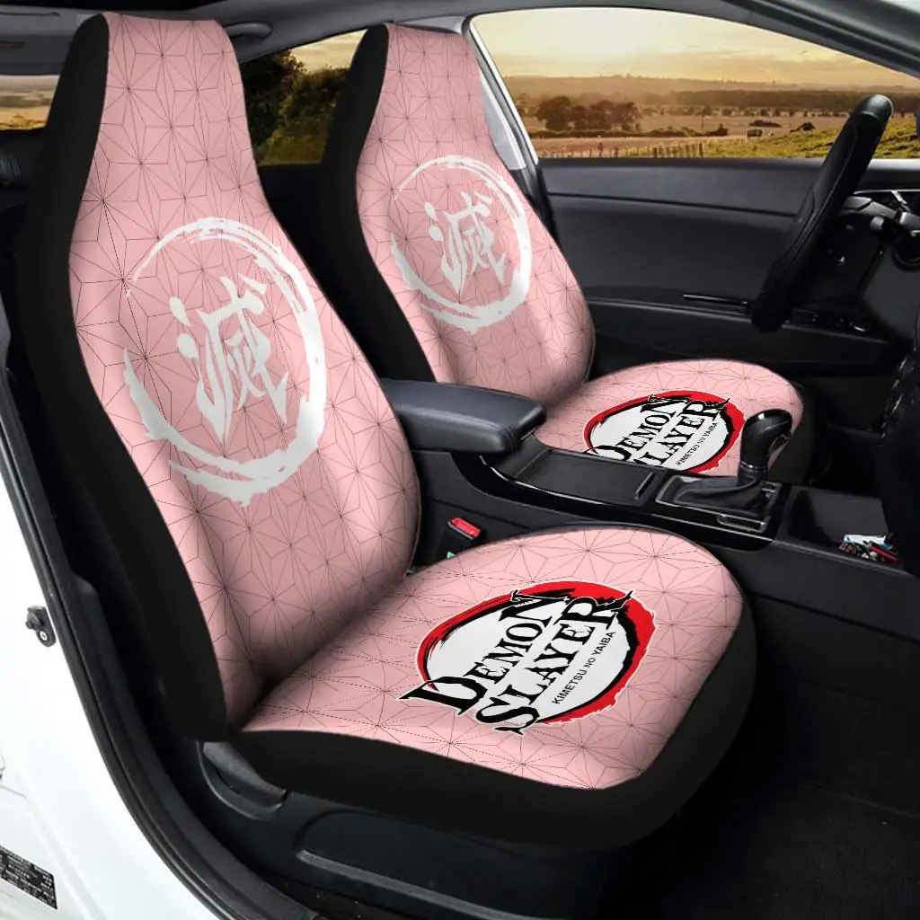 

Nezuko Uniform Car Seat Covers Demon Slayer Anime Car Interior Accessories,2 PCS Universal Front Seat Protective Cover