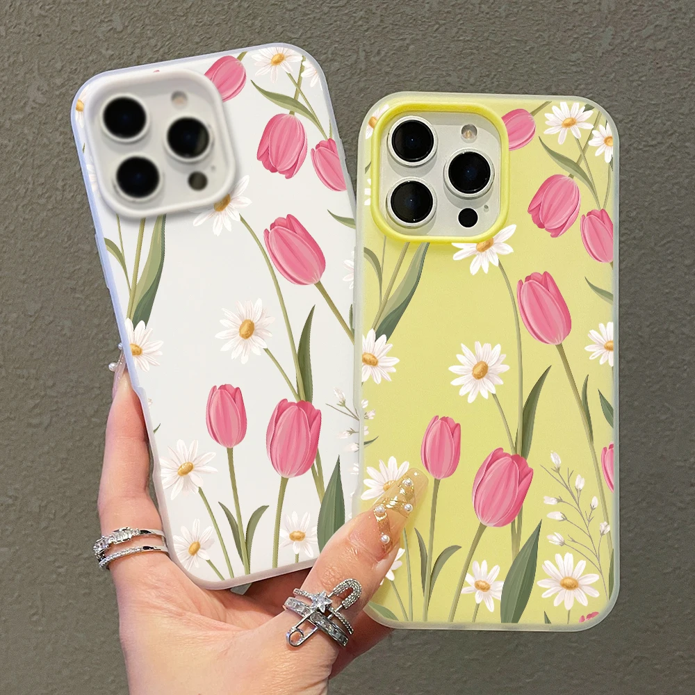 Фото Чехол для телефона из розового силикона White Daisy Bumper Pink Jelly для Xiaomi Redmi Note 14 Pro, Note 13, 12, 11 Pro 5G, 15C, 14C, мягкий силиконовый чехол №4