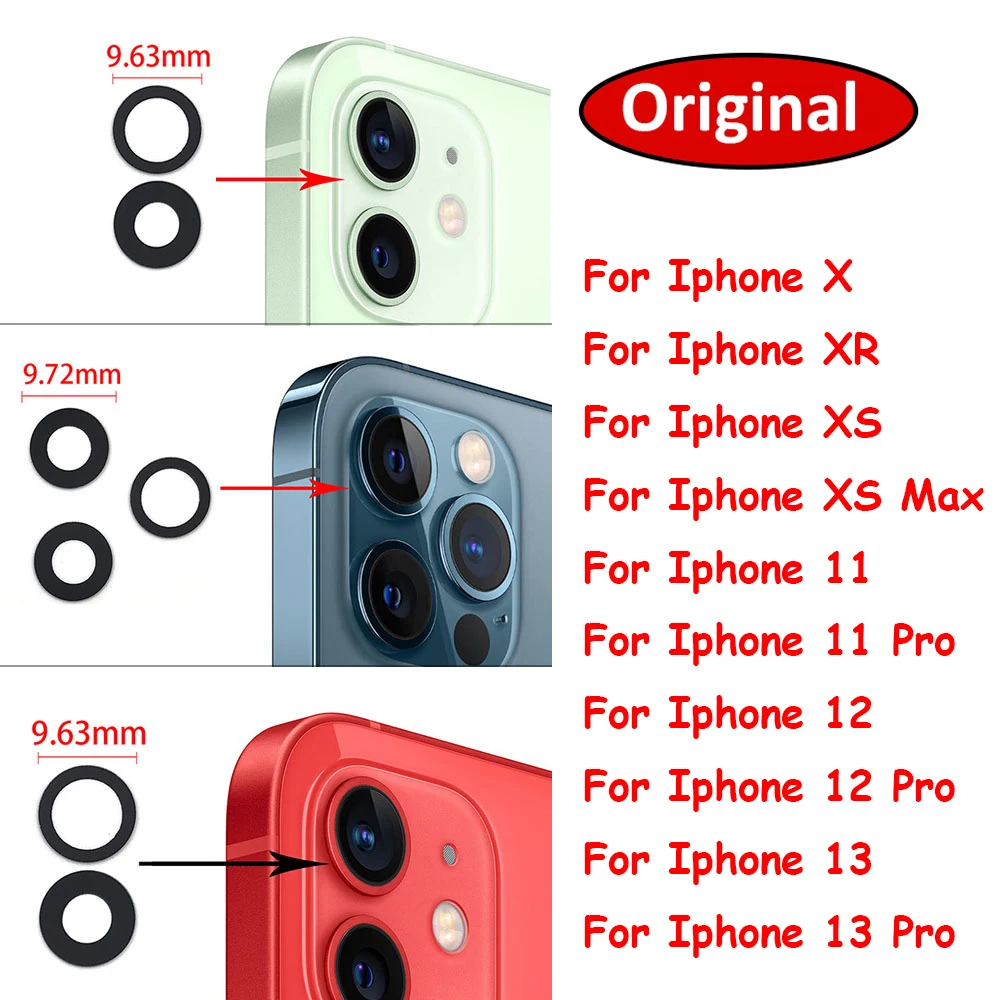 

Оригинальный новый стеклянный объектив задней камеры для Iphone 6 7 8 11 12 X XR XS Pro Max Plus стеклянный объектив с клейкой наклейкой и инструментами дл...
