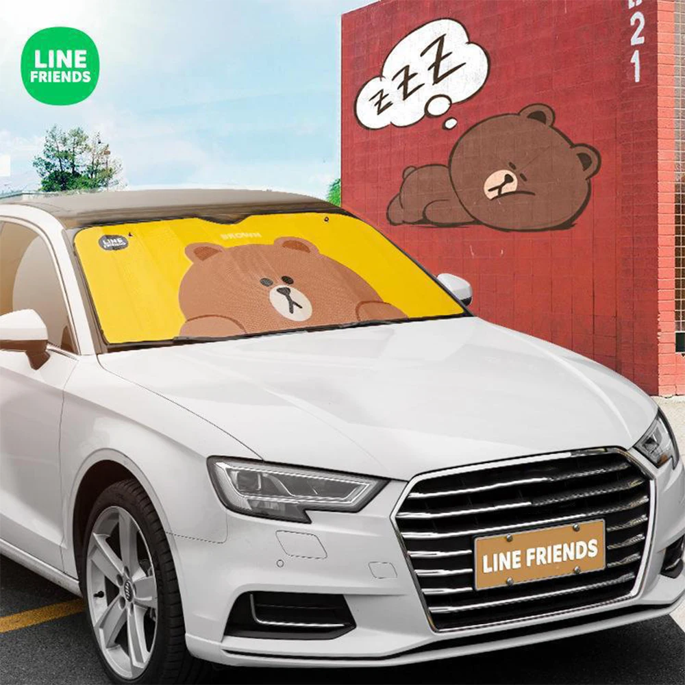 

Cartoon Car Sunshade Sunvisor Suction Cup Type Line Friends Sun Visor Car Sunshade Covers Cover Universal Auto Accessories Gifts