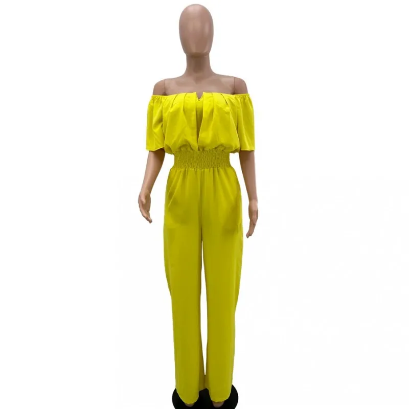 Casual Loose Straight Jumpsuit Women's Spring Summer New Solid One Word Collar Waist Open Back Jumpsuit Trousers Street 2023