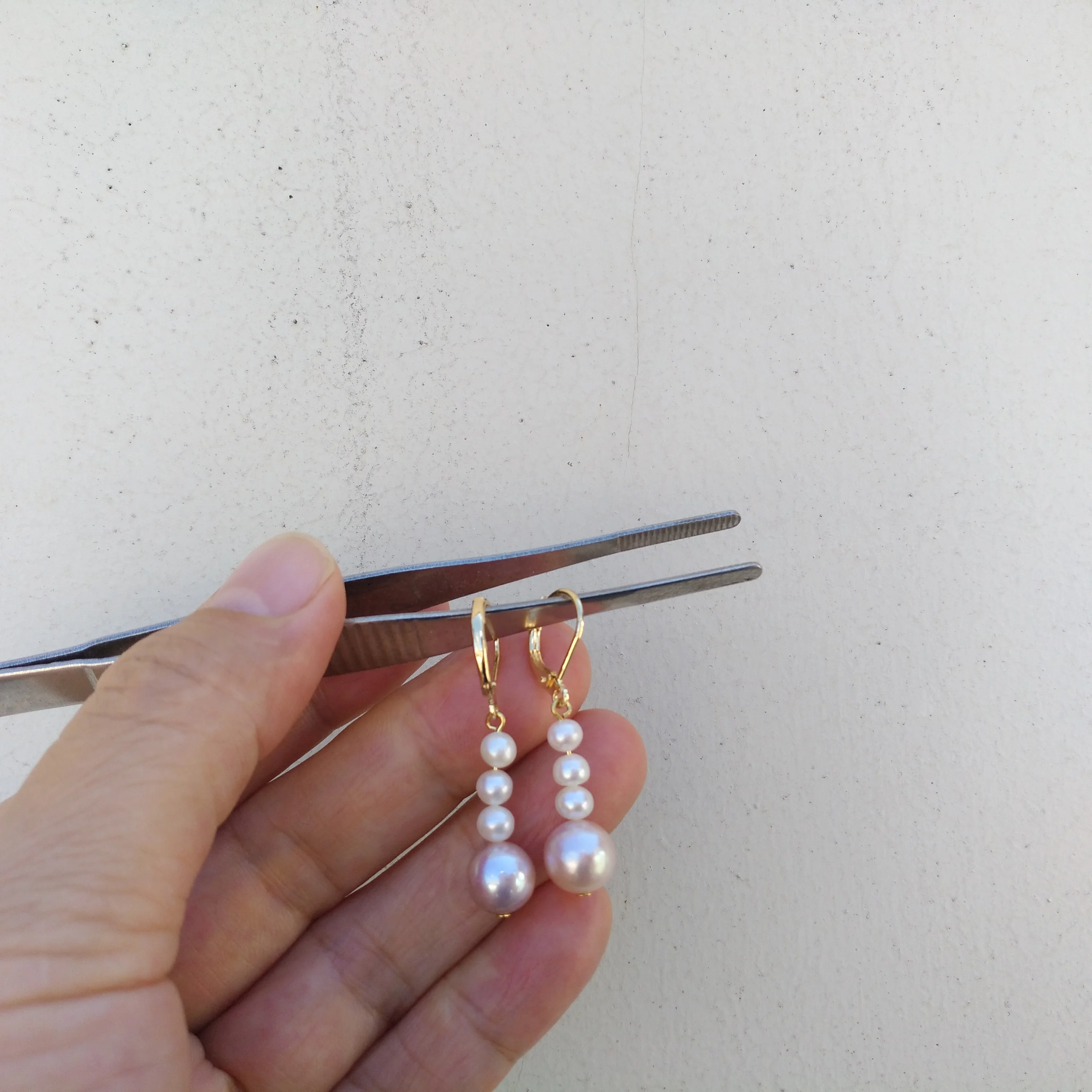 Великолепные серьги AAA + South Sea 4-7 мм плоские белые фиолетовые жемчужные 14k золото P