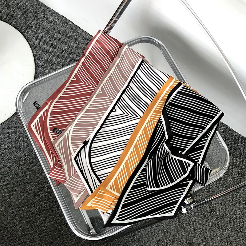 Длинный шейный платок женские повязки на голову Модные полосатые шарфы для волос