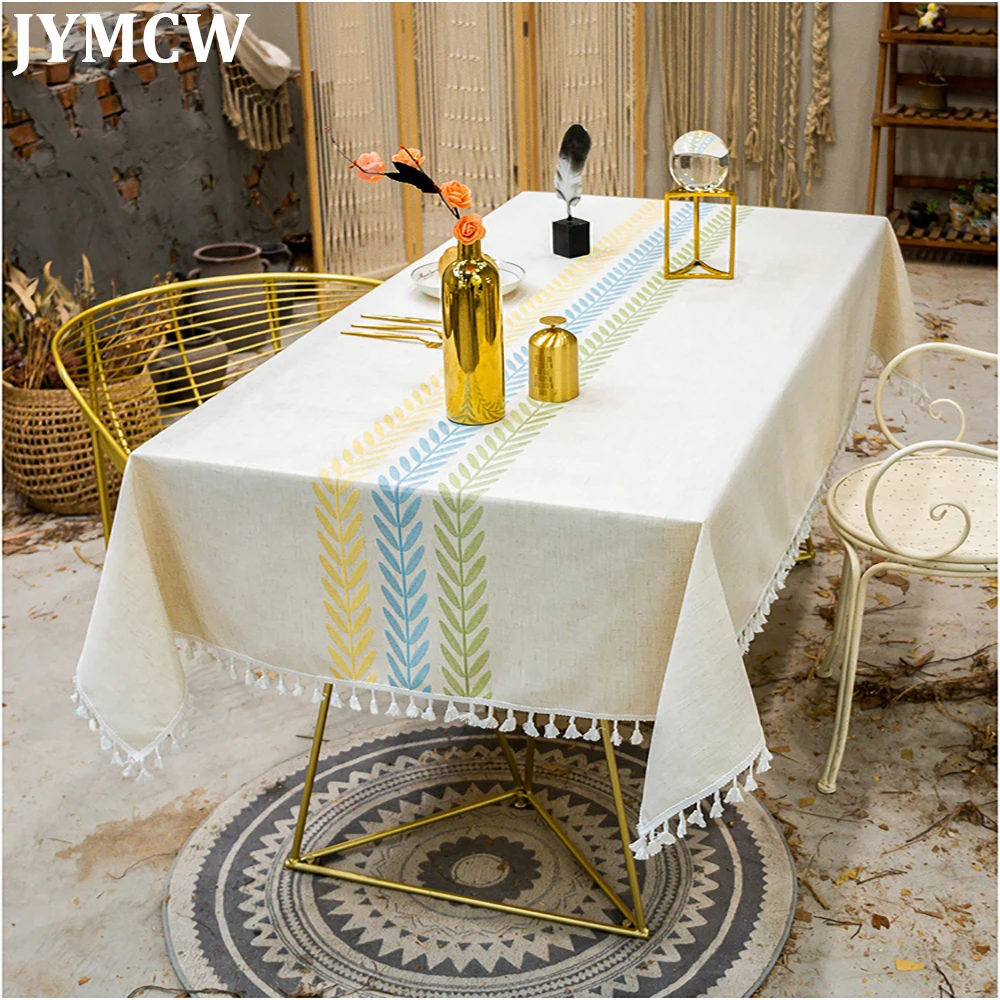 

Скатерть, вышитая искусственная с бахромой, немнущаяся скатерть для столовой для прямоугольного обеденного стола