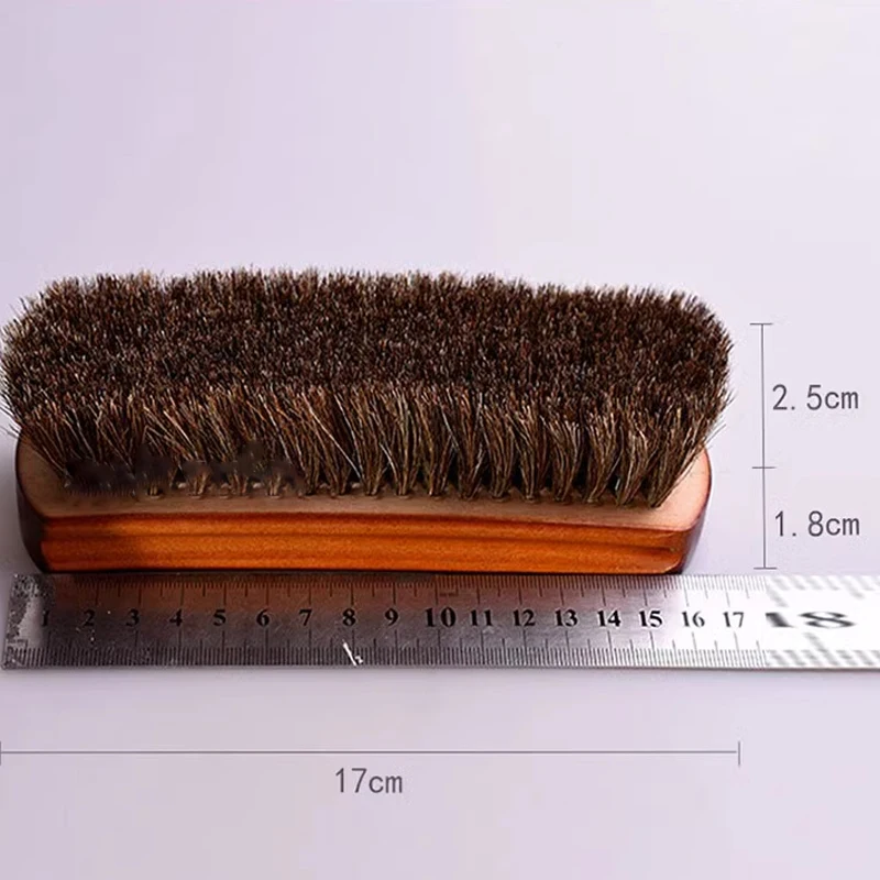 1Pc Horsehair Shoe Brush Shine Brushes Scraping Tool with Horse Hair Bristles for Boots Shoes & Other Leather Care Brush
