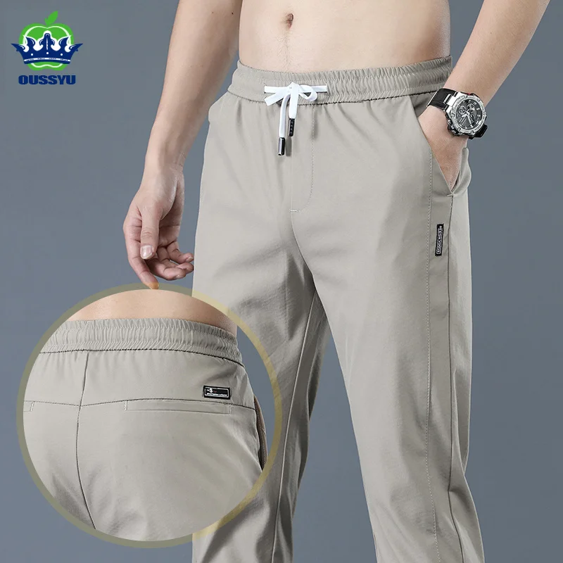 OUSSYU Brand New Sprin Summer Men's Casual Pants Slim Pant Strait Tin Trousers Male Fasion Stretc Kaki Join 28-38