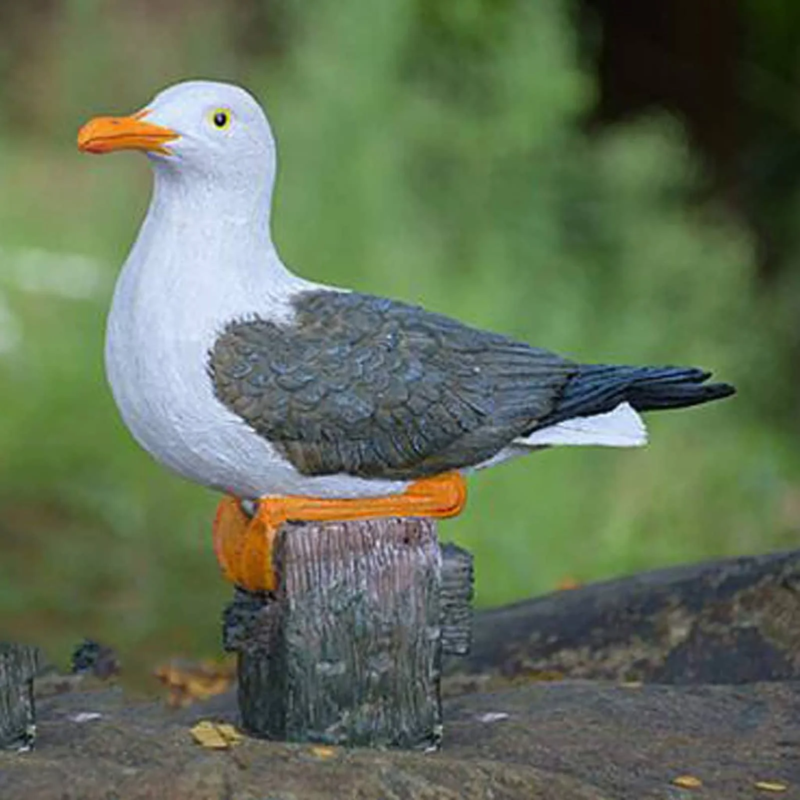 

20cm Sea Gull Figurines Sea Bird Stump Statue Mediterranean Style Resin Crafts Home Desktop Ornaments Garden Landscaping Decor