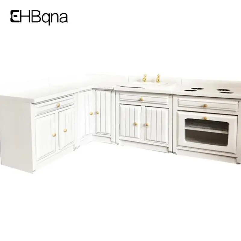 1 Piece Dollhouse Kitchen Furniture Or  4 Pieces Dollhouse Kitchen Furniture Cabinet Combined Miniature Wash Basin Model