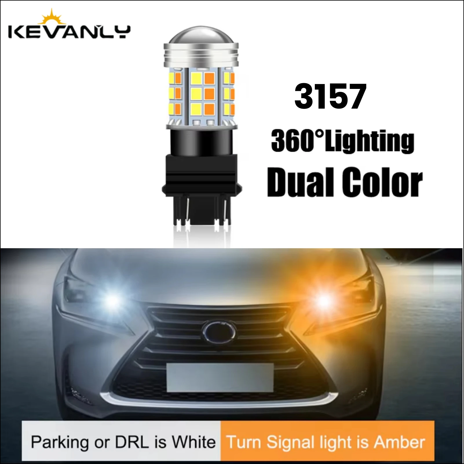 

1 Шт. Двухцветная Светодиодная Лампа T25 3157 P27/7W 45SMD Для Стояночного Света И Указателей Поворота, 12В