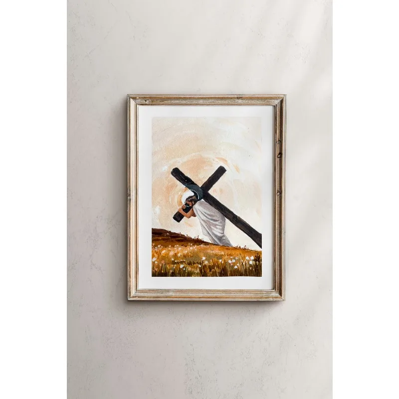 Affiche de la Bible Chrétienne Jélaunissant Croix Mise en Governor Seau des Oiseaux Impression sur Toys NAMde Salon Ar