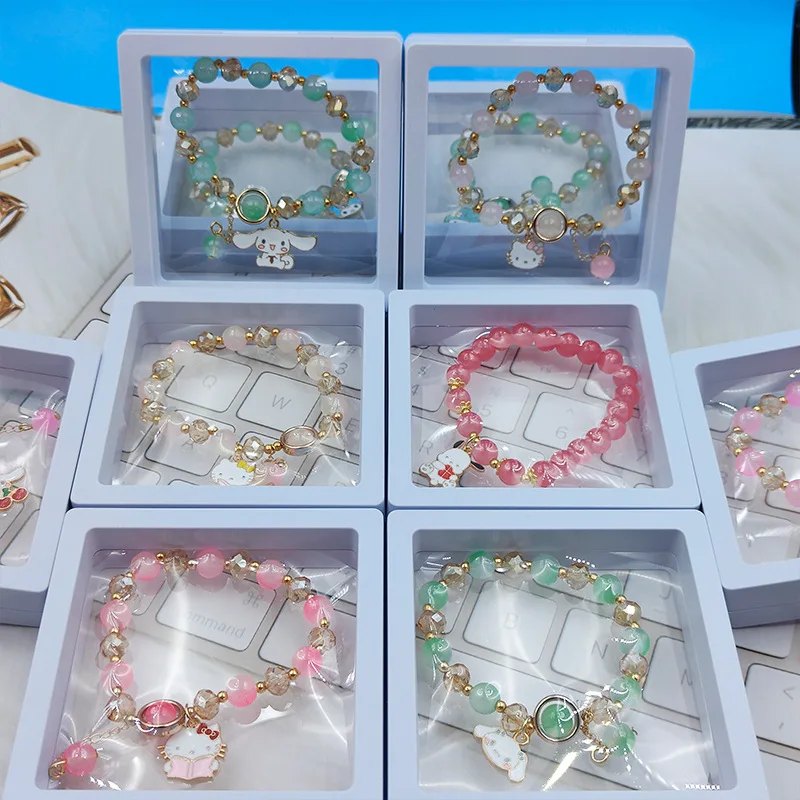 

New Anime Hello Kitty Bracelet Cute Kuromi Cartoon Women Student Crystal Kawaii Cinnamoroll Bracelet Jewelry Ornaments Wholesale