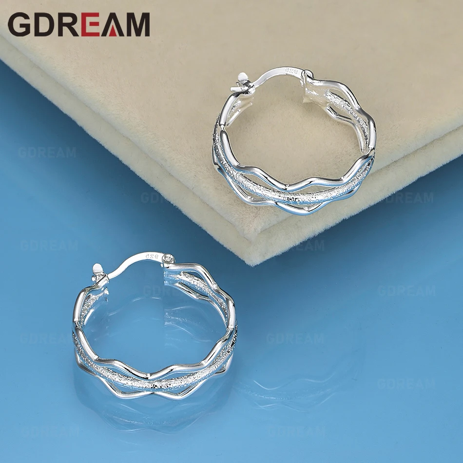 GDREAM Серьги из стерлингового серебра 925 пробы с геометрическим узором в виде гладкой волны для женщин, изысканные и милые свадебные украшения (art.: 3920db2d7aa26) - 3920db2d7aa26