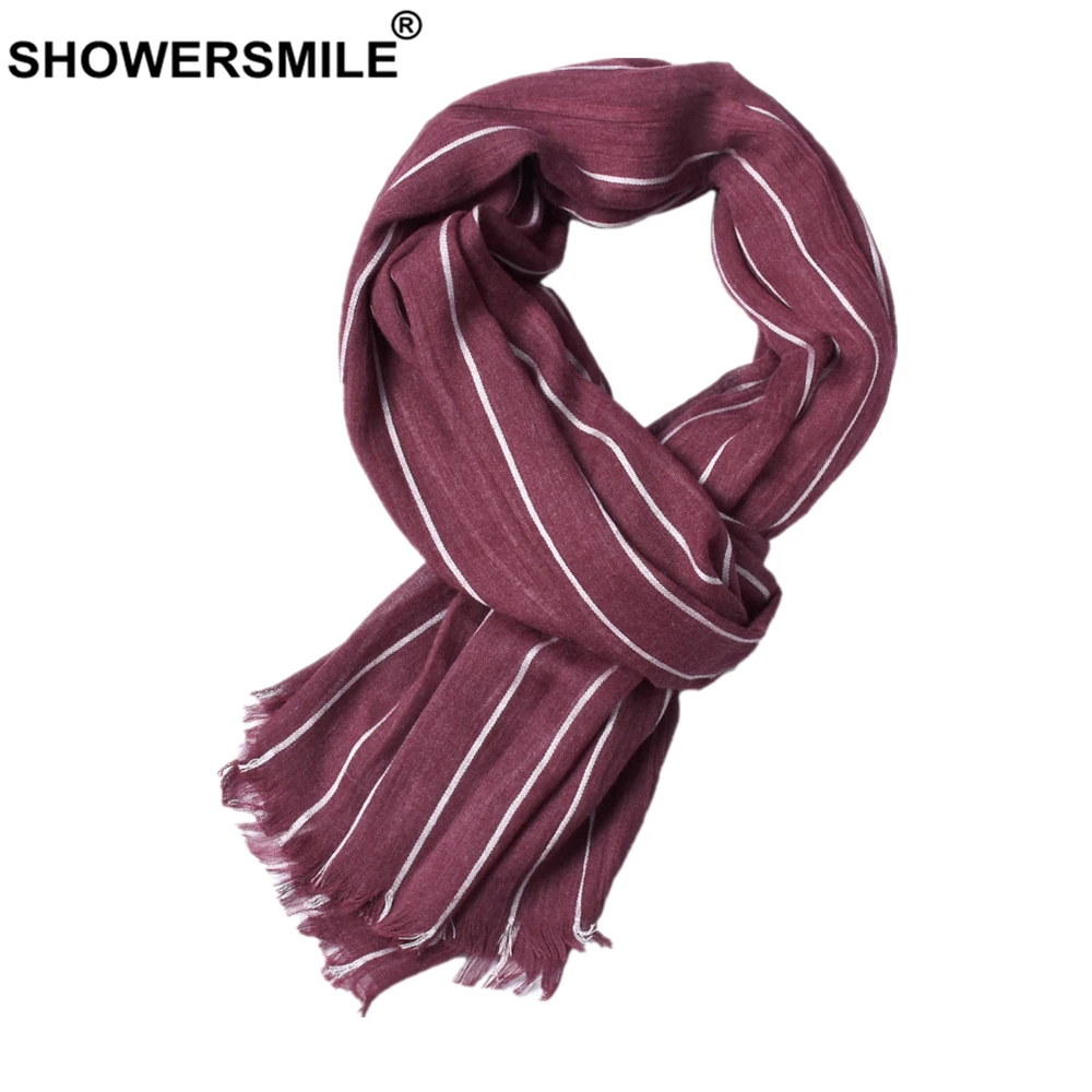 SHOWERSMILE Striped Men Scarf Fashion Warm Male Winter Blue Red Black Accessories 190cm*100cm |