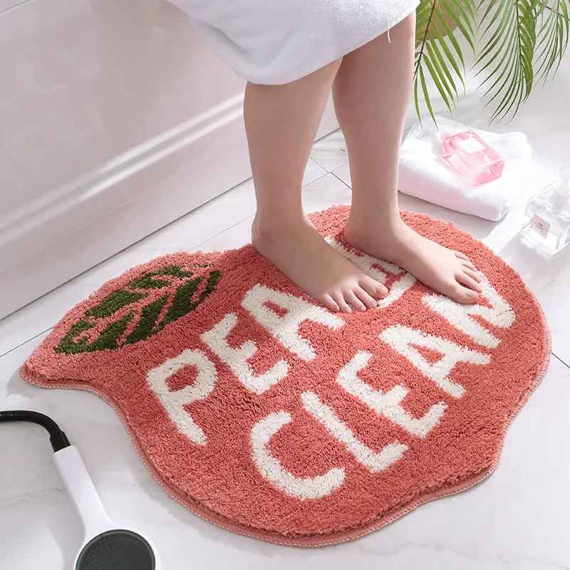 

Rugs Rug Cute Peach Washable Cartoon Kids Bathroom And Absorbent Decor Plush Mats Inyahome And Bathtub Carpets Tufted Non-slip